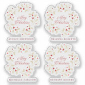 Sticker Handwritten Merry Christmas Holly Branches Wreath (Devant)