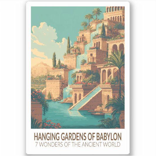 Sticker Hanging Gardens of Babylon 7 Wonders of the World (Devant)
