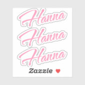Sticker Hanna nom rose x3 (Feuille)