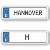 Sticker Hannover kennzeichen, Plaque allemande d'immatricu (Devant)