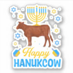 Sticker Hanoukka Cow Orah Dreidel Jewish Chanukah Decorati<br><div class="desc">Hanoukka Cow Orah Dreidel Décorations juives de Chanoukah. Un design parfait pour les amateurs de poulet et de grange de ferme et d'élevage. Prenez ce design comme cadeau d'anniversaire pour votre grand-père, grand-mère, père, mère, femme, mari, soeur ou frère. Le design est également parfait pour toutes les occasions de noël,...</div>