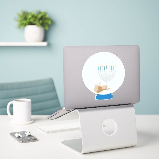 Sticker Hanoukka Snow Globe (Ordinateur portable sur le bureau)
