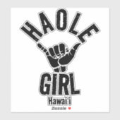 STICKER HAOLE GIRL SHAKA HAWAII (Feuille)