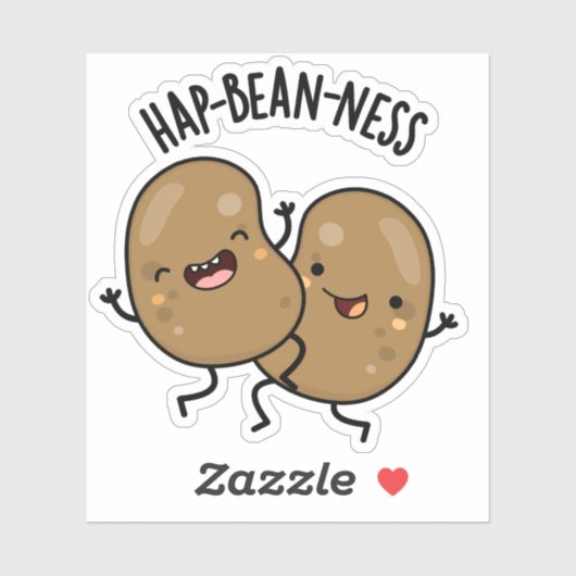 Sticker Hap-bean-ness Funny Bean Pun (Feuille)