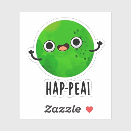 Sticker Hap Pea Funny Happy Pea Pun (Feuille)
