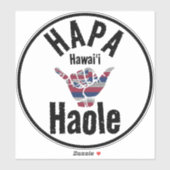 Sticker HAPA HAOLE TRIBAL HI Drapeau SHAKA HAWAII (Feuille)