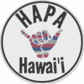 Sticker HAPA HAWAII TRIBAL HI Drapeau SHAKA (Devant)