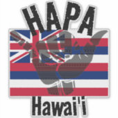 Sticker HAPA HAWAII TRIBAL HI Drapeau SHAKA (Devant)