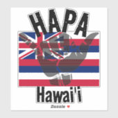 Sticker HAPA HAWAII TRIBAL HI Drapeau SHAKA (Feuille)