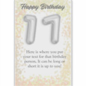 Sticker "Happy 17th Birthday" - Personnaliser (Devant)