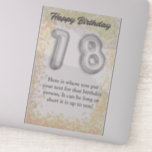 Sticker "Happy 18th Birthday"<br><div class="desc">Célébrez le Big 18 avec notre Sticker 'Happy 18th Birthday' Vibrant! Marquez cette étape majeure avec flair ! Notre autocollant coloré et personnalisable "Happy 18th Birthday" est l'ajout parfait à toute bac d'anniversaire de 18 ans. Rédigé avec joie et conçu pour le plaisir, cet autocollant capture l'essence de faire dix-huit...</div>