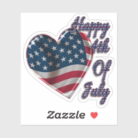 Sticker Happy 4 juillet USA Flag Heart (Feuille)