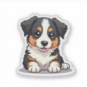 Sticker Happy Australian Shepherd Puppy - Chibi Art (Devant)