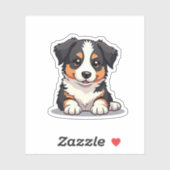 Sticker Happy Australian Shepherd Puppy - Chibi Art (Feuille)