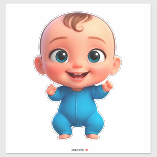 Sticker Happy Baby Cartoon (Feuille)