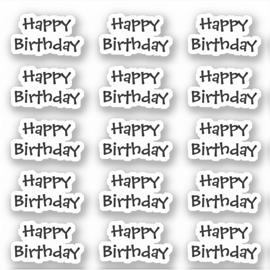 Sticker Happy Birthday Custom Age Text Color Black White (Devant)