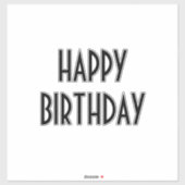 Sticker Happy Birthday Custom Simple Minimal Black (Feuille)