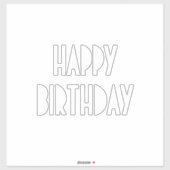 Sticker Happy Birthday Custom Simple Minimal White (Feuille)