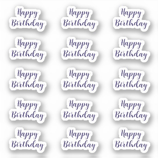 Sticker Happy Birthday Custom Text Age Navy Blue Simple (Devant)
