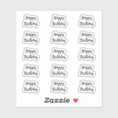 Sticker Happy Birthday Custom Text Color Black White 2025 (Feuille)