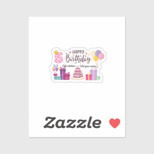 Sticker Happy Birthday Editable Design  (Feuille)