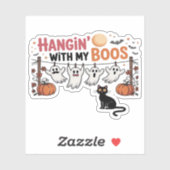 Sticker Happy Boo Day Ghost Cat PNG - Éffrayant mignon sur (Feuille)