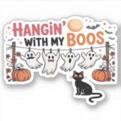 Sticker Happy Boo Day Ghost Cat PNG - Éffrayant mignon sur (Devant)