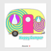 Sticker Happy camper coloré rv camper remorque tourbillonn (Feuille)