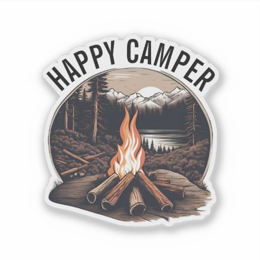 Sticker Happy Camper imperméable (Devant)
