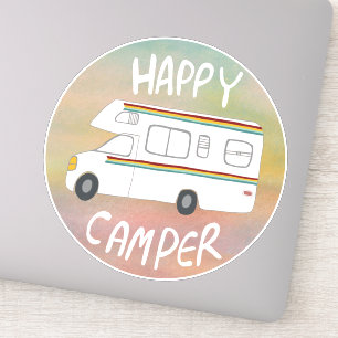 Sticker Happy Camper Rainbow RV Sunset Motorhome RV