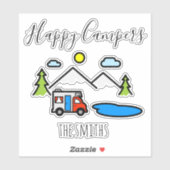 Sticker Happy Campers Camping RV Véhicule récréatif (Feuille)