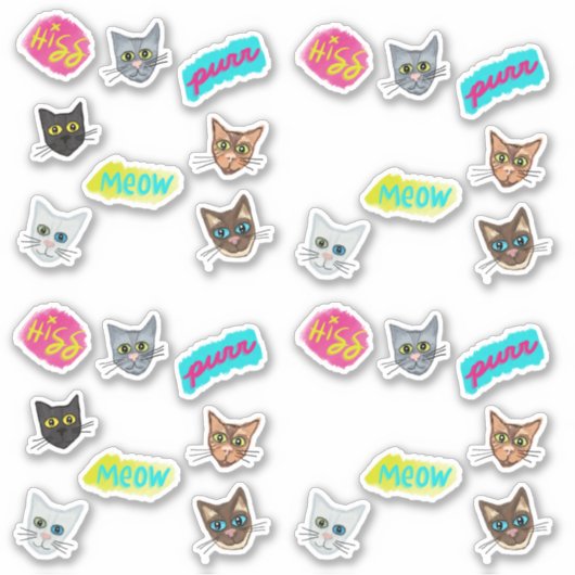 Sticker Happy Cat Heads Redux - Avec texte (Devant)
