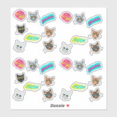 Sticker Happy Cat Heads Redux - Avec texte (Feuille)