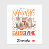Sticker Happy Catsgiving Cats Halloween Thanksgiving Cat F (Feuille)