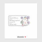 Sticker Happy Chat avec Fleurs ID bagage (Feuille)