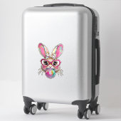 Sticker Happy Easter Bunny Coquette Bow Brushstroke Easter (Sur valise)