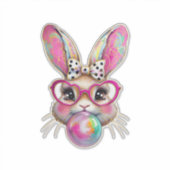Sticker Happy Easter Bunny Coquette Bow Brushstroke Easter (Devant)