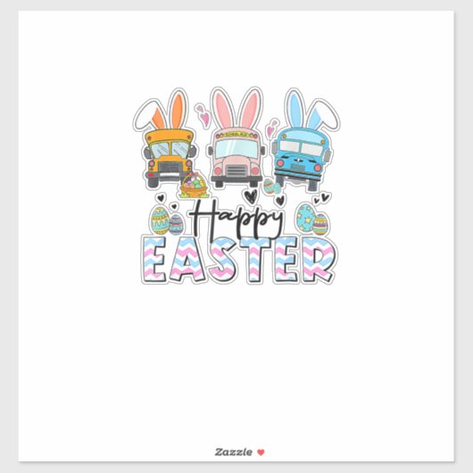 Sticker Happy Easter Day Funny School Bus Driver Life Happ (Feuille)