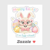 Sticker Happy Easter I'm Egg-cited Bunny  (Feuille)