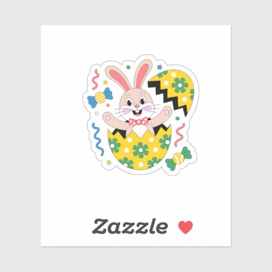 Sticker Happy Easter Party Bunny Popping Out  (Feuille)