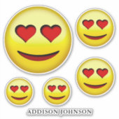 Sticker Happy Face Red Heart Eyes Collection Ajouter le no (Devant)