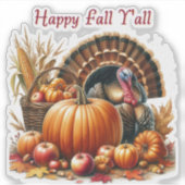 Sticker Happy Fall Cornucopia Citrouille Turquie (Devant)