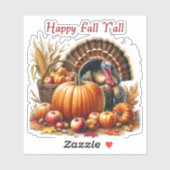 Sticker Happy Fall Cornucopia Citrouille Turquie (Feuille)