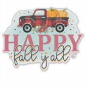 Sticker Happy Fall Yall Camion à carreaux rouges (Devant)