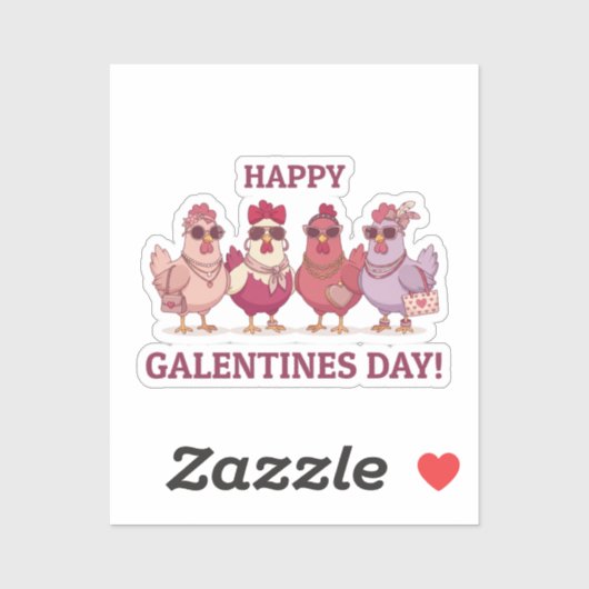Sticker Happy Galentines Day Chicken Squad Cute Funny Hens (Feuille)