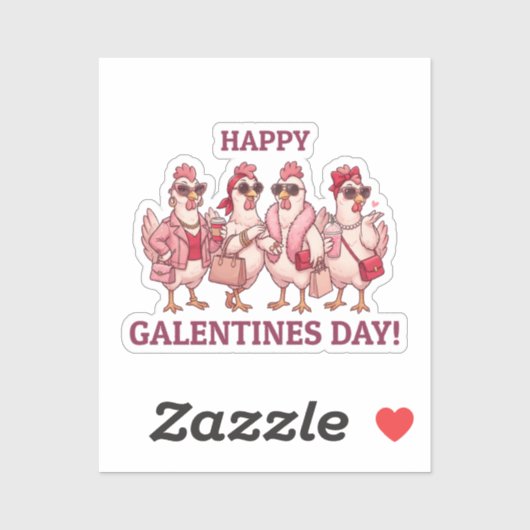 Sticker Happy Galentines Day Chicken Squad Funny Glam Hens (Feuille)