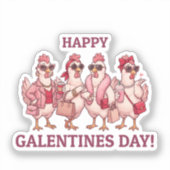 Sticker Happy Galentines Day Chicken Squad Funny Glam Hens (Recto)