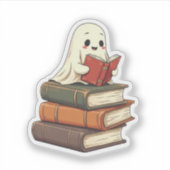 Sticker Happy Ghost Reader - Funny Bookworm (Devant)