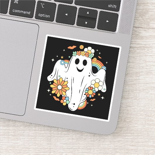 Sticker Happy Ghost Retro Hippie Vibe (Détail)
