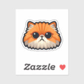 Sticker Happy Ginger Fluffy Cat - Visage mignon et amical (Feuille)